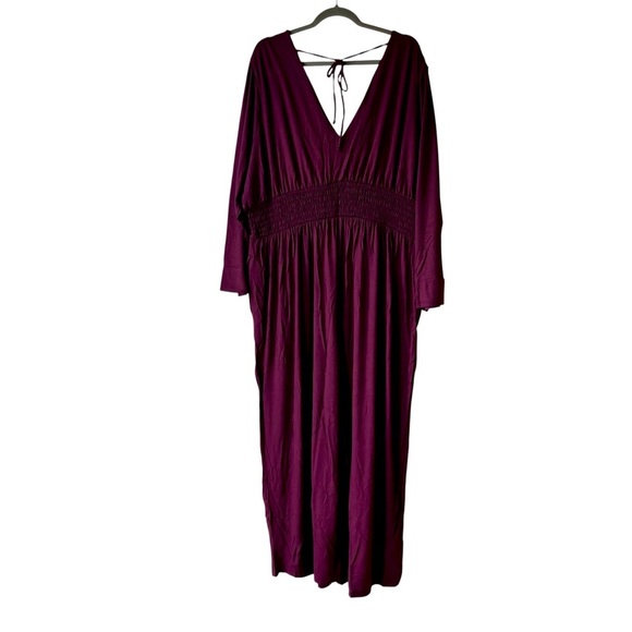 Old Navy Plum Maxi Dress XXL Smocked Waist Long Sleeve V-Neck Boho New NWT - Picture 13 of 15
